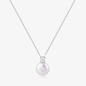 Elegant Simple One Zircon Design Pearl Necklace